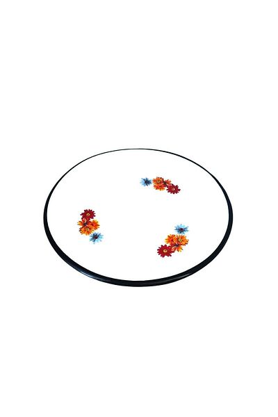 emaye market 50 Cm Nostalgia Enamel Tableware - Tea Tray and Fruit Bowl with Decor