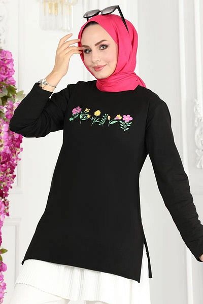 PELSUMODA Floral Printed Combed Cotton Tunic