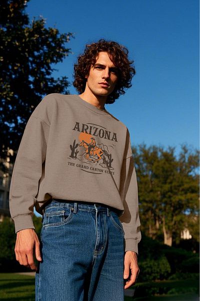 Vatkalimon Φούτερ με στάμπα Arizona καφέ Unisex με χοντρό φλις εσωτερικά