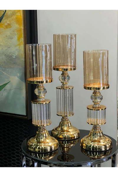 TASARIMHMODA Üçlü Gold Şamdan