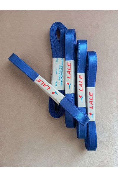yörük tuhafiye شريط ساتان أزرق ساكس بطول 50 مترًا - شريط ساتان 1 سم (5 كرات)