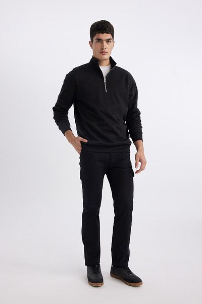 DeFacto Άνετο φούτερ με γιακά με φερμουάρ Comfort Regular Fit X7405az24sp