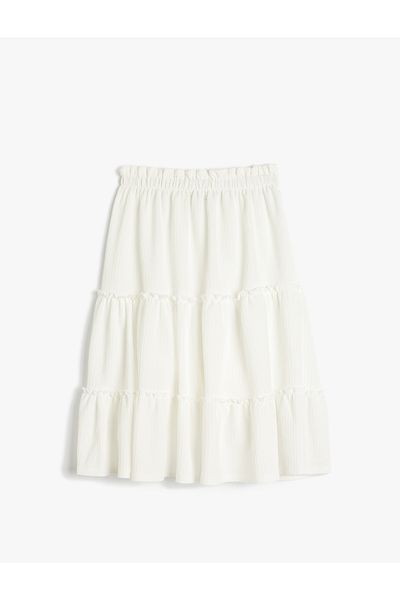 Koton Ruffle Detailed Layered Elastic Waist Long Skirt