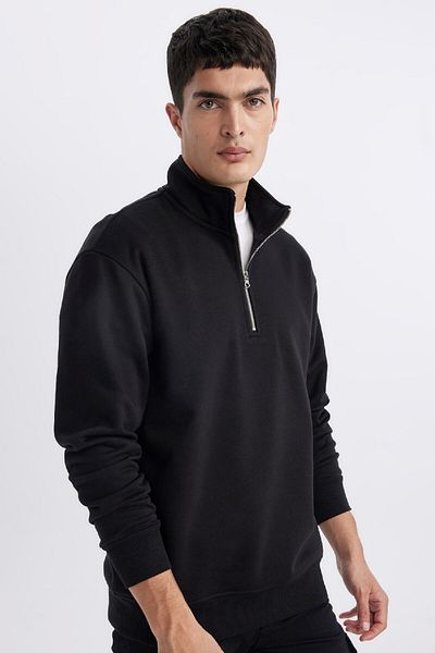 DeFacto Άνετο φούτερ με γιακά με φερμουάρ Comfort Regular Fit X7405az24sp