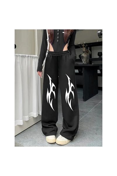 Touz Moda Παντελόνι φούτερ Unisex από χοντρό ύφασμα Gothic Printed 3 νημάτων