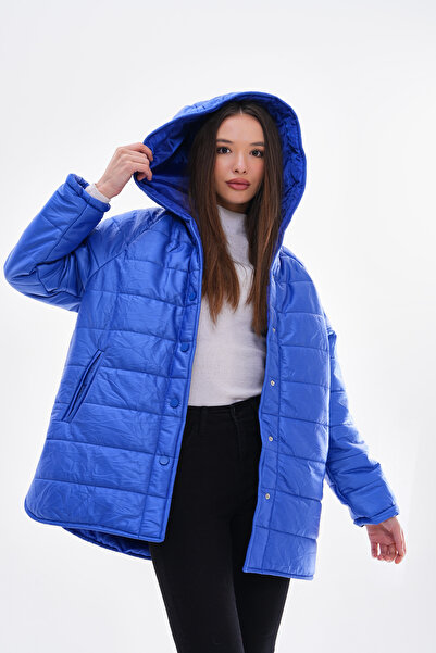 ROBA Водовідштовхувальне стьобане пальто з салом з капюшоном і кишенею Флота ...