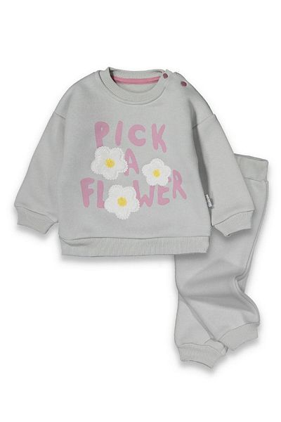 baby flamindo Baby Flamindo Pick a Flower Printed Flower Embroidered 3 Thread Baby Suit