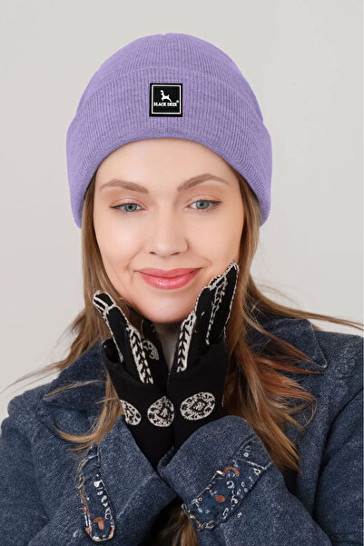 BLACK DEER Унісекс Зимова Шапка - М'яка Трикотажна, Плоский Логотип Акрилова Шапка