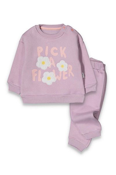 baby flamindo Baby Flami̇Ndo Pick a Flower Printed Çi̇Çek Nakişli 3 DrawstrinġK Baby Set