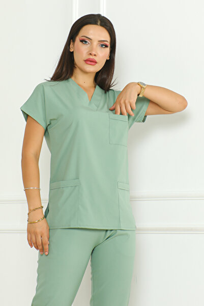 Scrubs Çağla Yeşili  Doktor/ Hemşire Forması Alt Üst Takım Cerrahi Forma (Kadın)