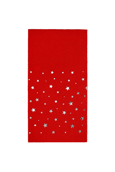 Story مجموعة من 16 منديلًا ورقيًا باللون الأحمر بنمط نجوم فضية مقاس 40 × 40 سم