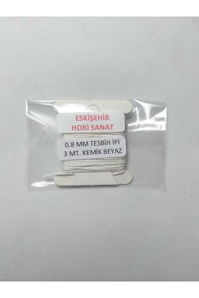 Eskişehir hobi sanat Λευκό Tasbih 3 μέτρων - Κόκκαλο κορδόνι 0,8 mm