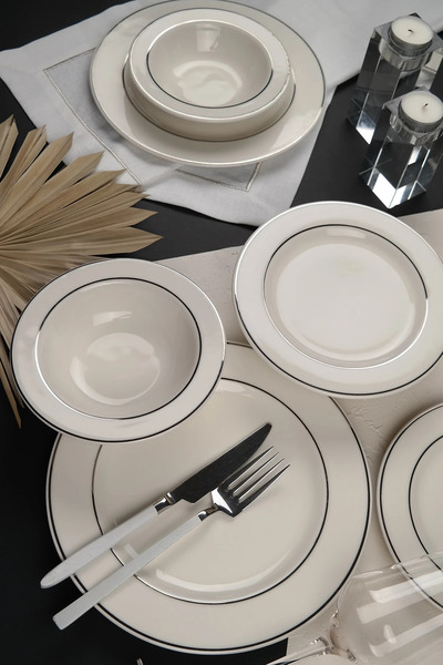 PORSER Bonsai Platin Yaldız 18 Parça 6 Kişilik Porselen Yemek Takımı