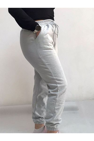 FUNSTYLE Women's Plus Size Gray Raised Sweatpants