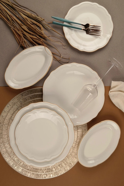 PORSER Fulya Altın File 18 Parça 6 Kişilik Porselen Yemek Takımı