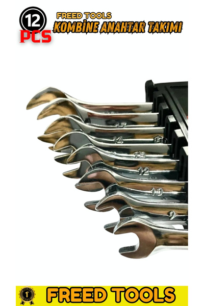 FREED TOOLS 12 Parça Kombine Anahtar Takımı 12 Li Düz-yıldız 6 X 22 Mm