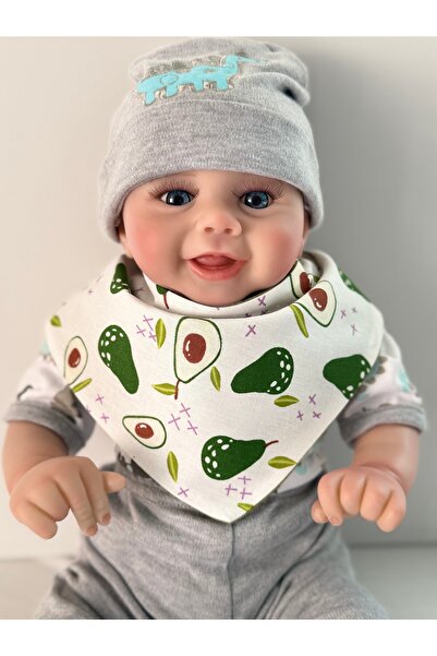 vikivin bebe طقم مريلة أطفال أولادي مكون من 3 قطع - طقم موسلين بوبلين مكون من...