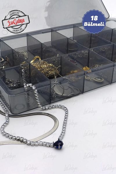 Online Kapında Luxury Jewelry Organizer - 1 Piece, 18 Compartments, Medicine Beaded Earring Necklace and Ring Clasp Box