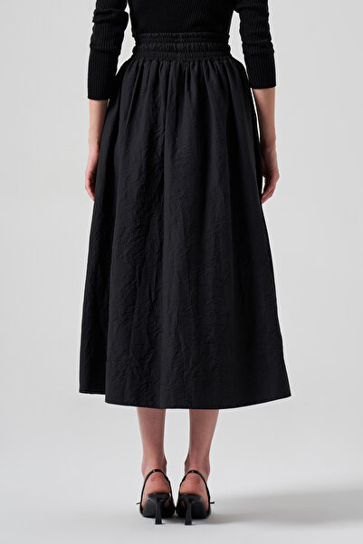 Nuss Μαύρο ύφασμα αλεξίπτωτου - Ελαστική φούστα μέσης 8004