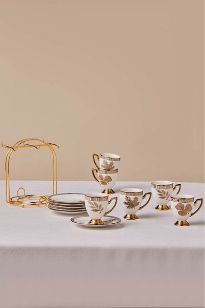 Karaca Betty 6-Person Coffee Cup with Stand 85 ml
