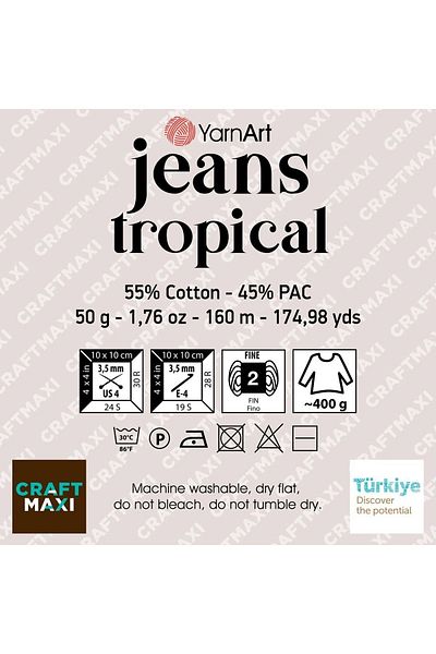 Yarnart Τζιν Tropical - Μαρμάρινο Χειροποίητο Πλεκτό Νήμα Ebruli-614