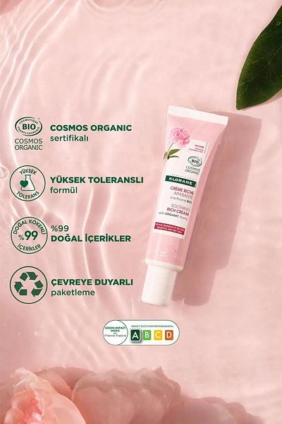 Klorane Beruhigende Creme für empfindliche Haut mit Pfingstrosenextrakt