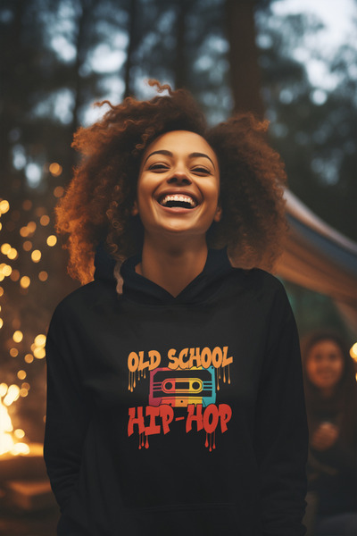 Tshirto Hip-hop εμπριμέ με 3 κλωστές ανοιχτό μπλε/μπεζ/μαύρο φούτερ με κουκούλα