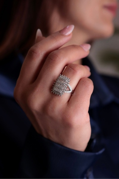 Kiriş Gümüş 925 Ayar Gümüş Baget Kadın Yüzük