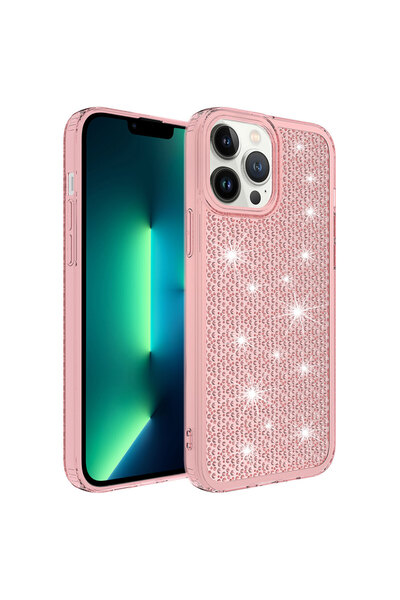 tekno grup حافظة Zore Snow بتصميم لامع متوافقة مع هاتف iPhone 13 Pro - وردي