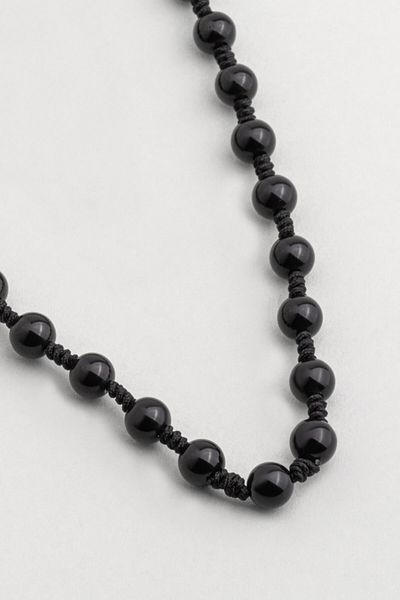 So CHIC... Onyx Stone 70 cm Silver Men's Necklace