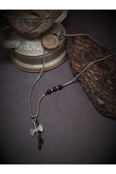 Takı By Erk BALTA OBJELİ, ONIX DOĞAL TAŞLI, UNISEX ZİNCİR KOLYE