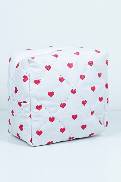 elzripy منظم حقيبة مكياج صغير الحجم بنمط قلب مقاس 10x15x20