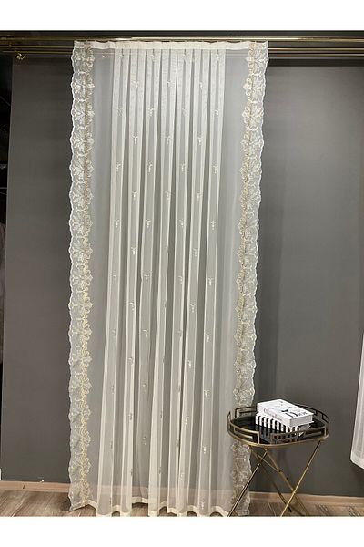 CASA NATURALE Embroidered Greek Tulle Curtain 8896-02-422