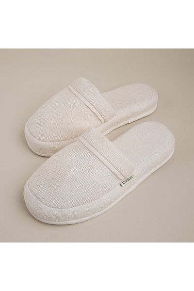 Chakra Solid Unisex Slippper Ecru