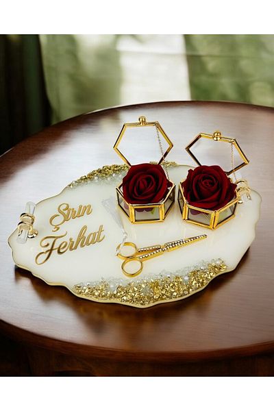 CyzHome Spark Gold Epoxy Promise Engagement Tray