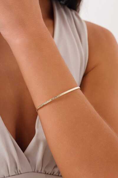 Zeynepli gold & jewelry 14 Ayar Altın Elastik Parıltı Kelepçe