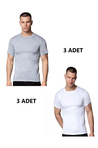 SİERNA 6-Piece Men's Combed Cotton Colorful Crew Neck Undershirt -Sr0001