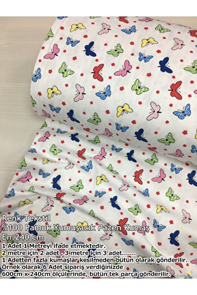 Renk Tekstil Desenli Pazen Yumuşacık Pamuk Metrelik Kumaş