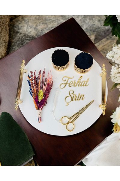CyzHome Commitment Gold Polyester Engagement Tray