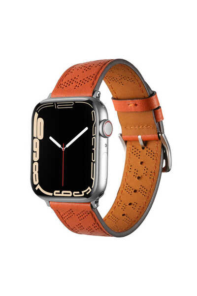 UnDePlus Apple Watch 10/11 Serisi 46mm Kordon Diagonal Hermes Deri Kordon