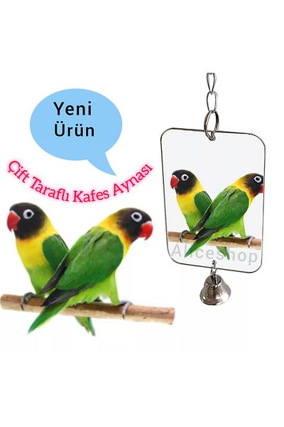 aliceshop Square Lattice Mirror - Double-Sided, Sultan Sevda and Talab, Suitable for Birds