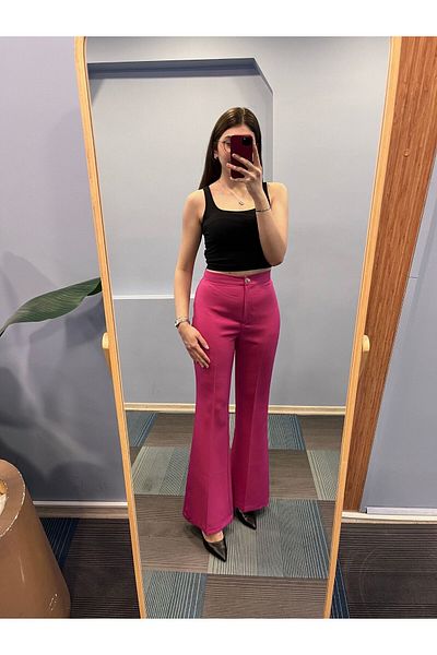 OUZ Fashion Women's High Waist Snap Button Spanish Leg Pants