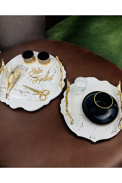 CyzHome Gold Polyester Promise and Engagement Tray with the Philosophy of Devotiony
