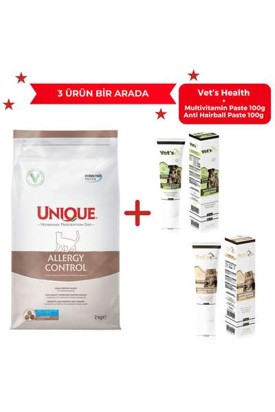 Unique Allergy Control Kedi Maması (Somonlu) 2KG - 3'ü 1 Arada