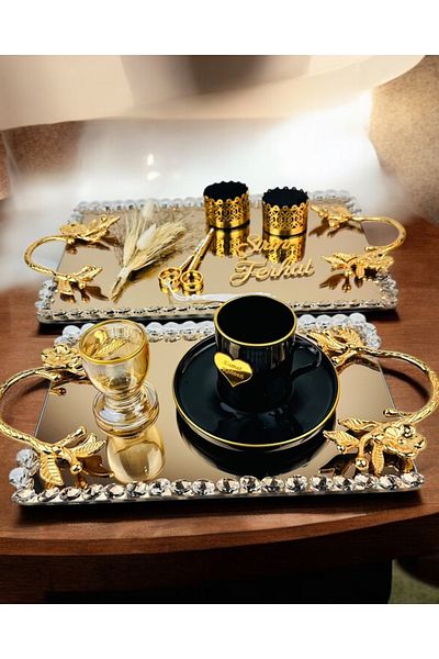 CyzHome Amour Gold - Black Luxury Promise Engagement Tray