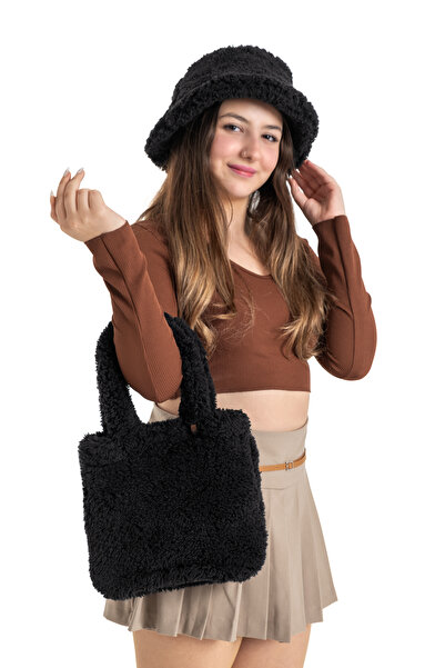 PANCHY CANKY Kadın Peluş Teddy Omuz Çantası - Yumuşak ve Şık Tasarım