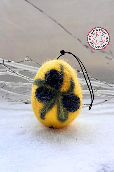 Uretti - Tülin 3528 Handmade Felt on Foam Yellow Christmas Ornament / Decorative Ball Object - 7 X 9 cm