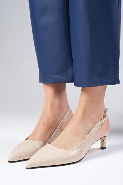 Mio Gusto Alisa Bej Renk Kadın Topuklu Ayakkabı