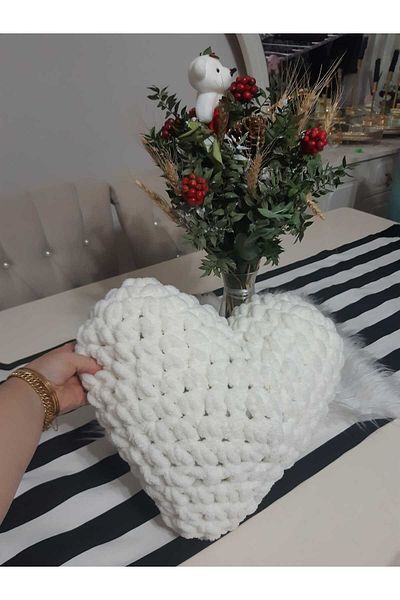 Dekoratif Puffy Rope 40X40 Heart Pillow