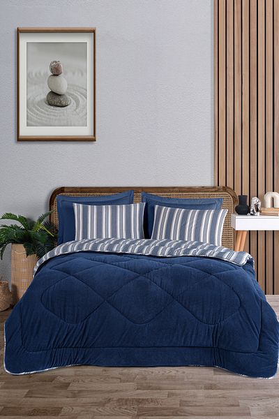 Eponj Home Wellsoft Quilt Navy Blue - Double Soft Line